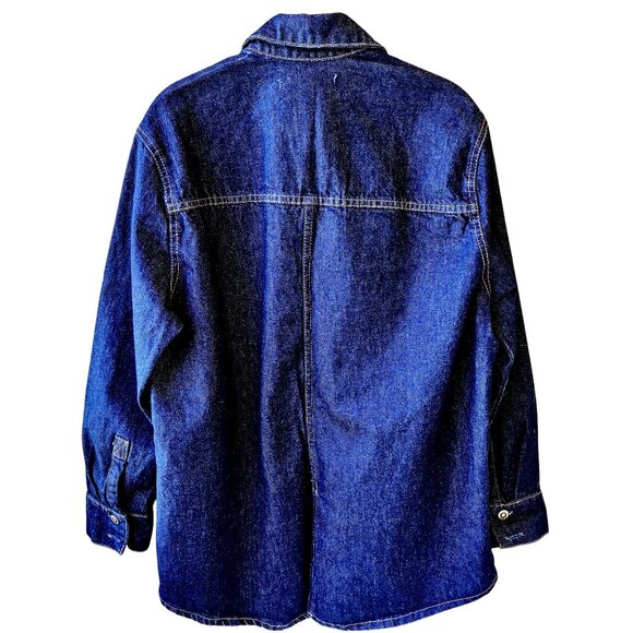 Zara Button Front Long Sleeve Collared Jean Jacket Blue Womens Extra Small XS - Picture 12 of 15
